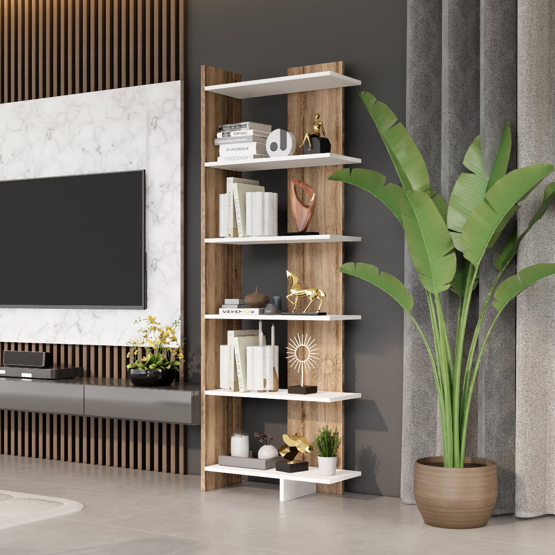 Bibliothèque Moderne en Bois MDF – 6 Étagères Ouvertes | OREA – Image 4