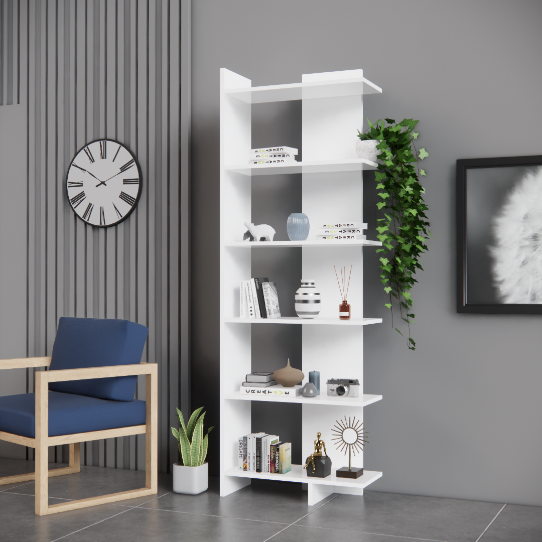 Bibliothèque Moderne en Bois MDF – 6 Étagères Ouvertes | OREA