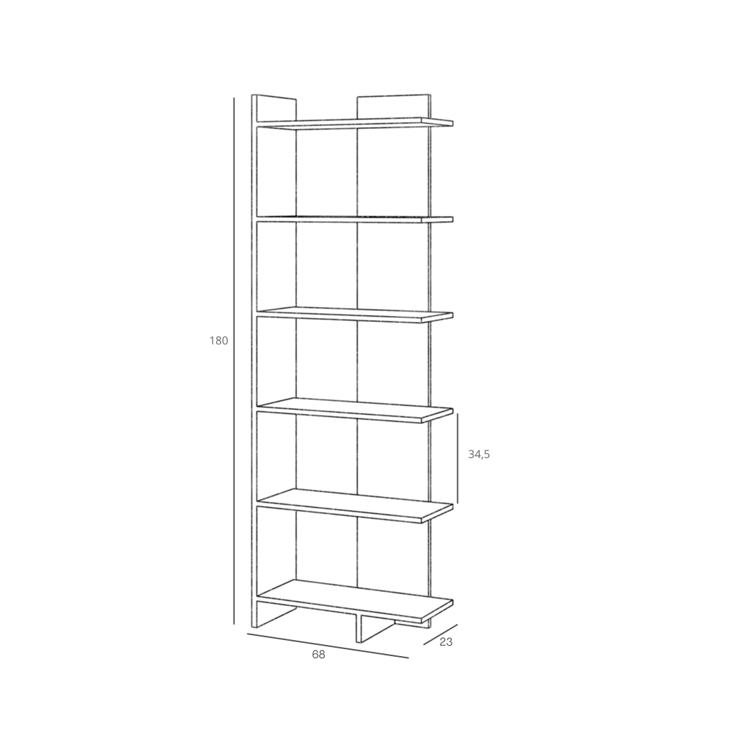 Bibliothèque Moderne en Bois MDF – 6 Étagères Ouvertes | OREA – Image 5